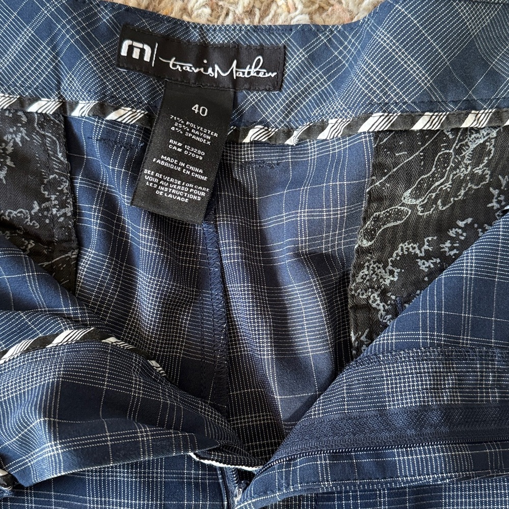 Travis Mathew Navy Checkered Shorts - Picture 2 of 3